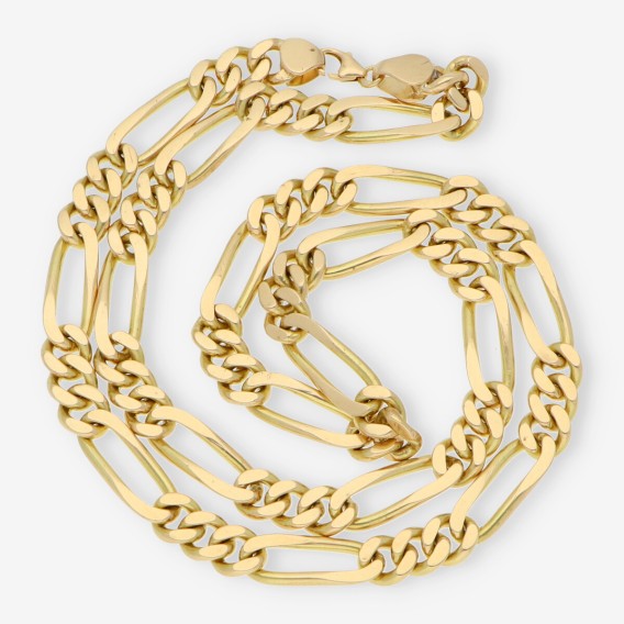 Cadena barbada alterna 3x1 en oro 18kt