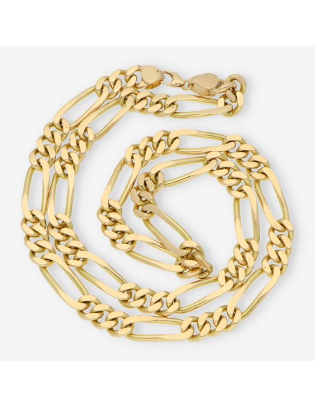 Cadena barbada alterna 3x1 en oro 18kt