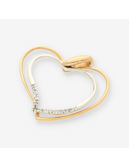 Colgante corazÃ³n oro/oro blanco 