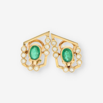 Pendientes Esmeralda oro y brillantes