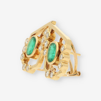 Pendientes Esmeralda oro y brillantes 2