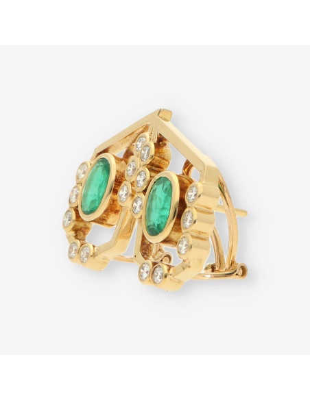 Pendientes Esmeralda oro y brillantes