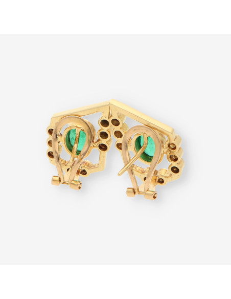 Pendientes Esmeralda oro y brillantes