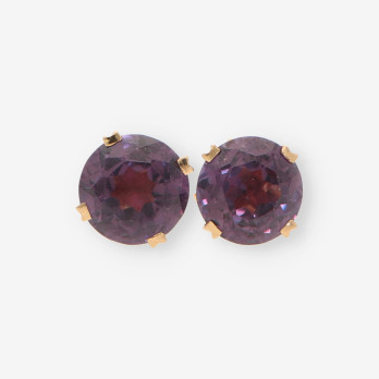 Pendientes 4 grapas oro y p. lila