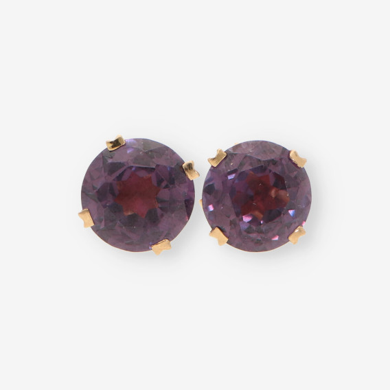 Pendientes 4 grapas oro y p. lila