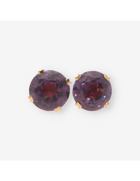 Pendientes 4 grapas oro y p. lila