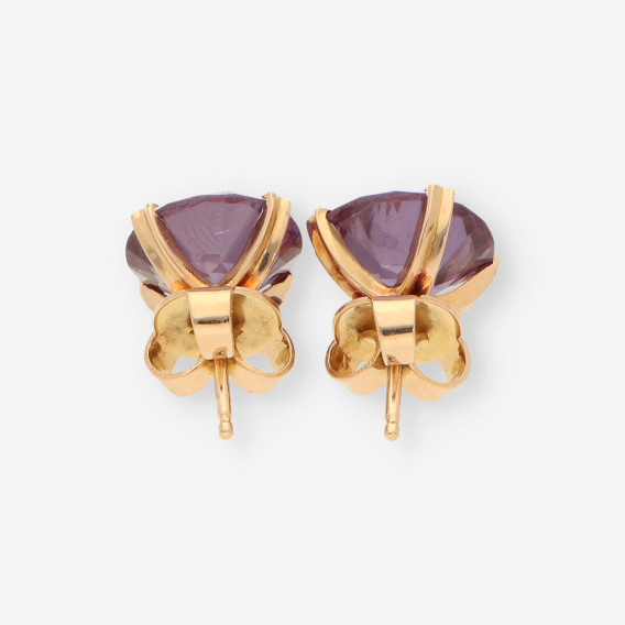 Pendientes 4 grapas oro y p. lila
