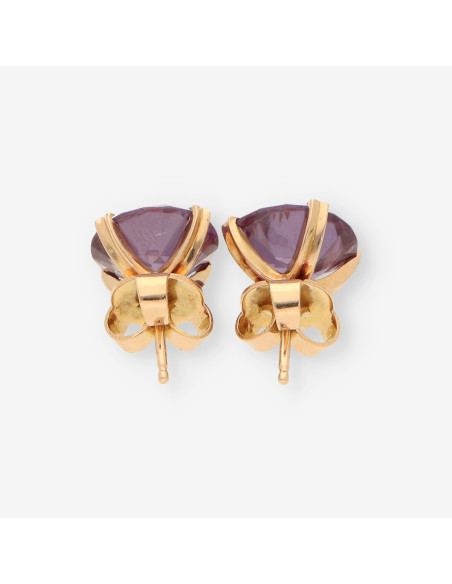 Pendientes 4 grapas oro y p. lila