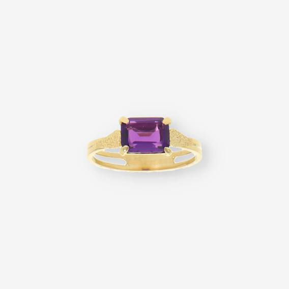 Anillo Solitario oro y p. lila