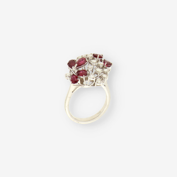 Anillo oro bl. rubÃ­ y brillantes