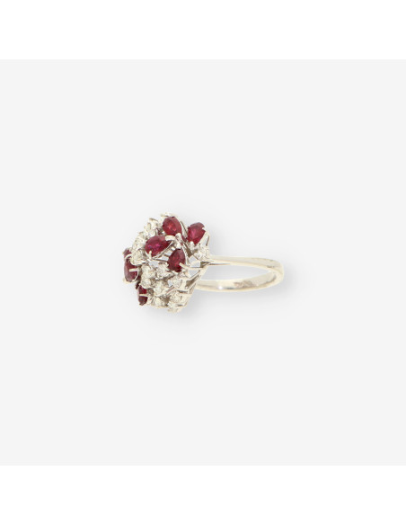 Anillo oro bl. rubÃ­ y brillantes