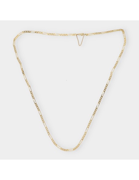 Cadena barbada alterna 4x1 en oro 18kt