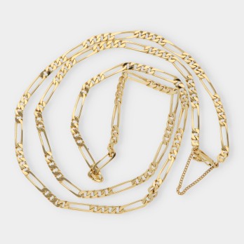 Cadena barbada alterna 4x1 en oro 18kt 2