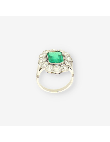 Anillo Vintage Esmeralda y brillantes