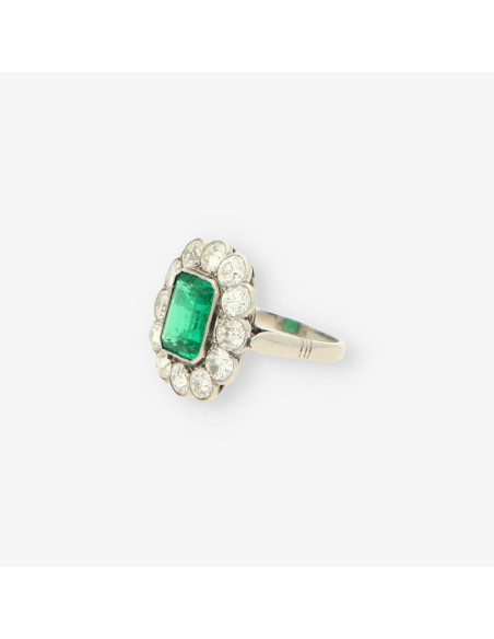 Anillo Vintage Esmeralda y brillantes