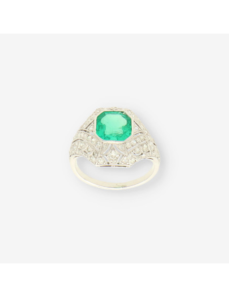 Anillo Vintage oro esmeralda y brillante