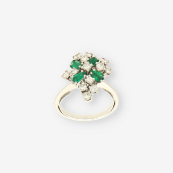 Anillo oro bl. esmeralda y bri 2