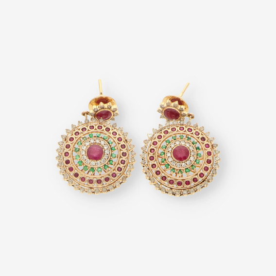 Pendientes largos rubi y brillantes
