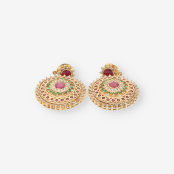 Pendientes largos rubi y brillantes 2