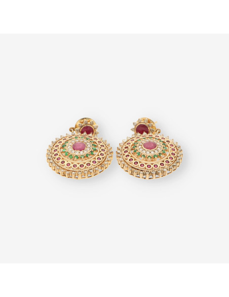 Pendientes largos rubi y brillantes
