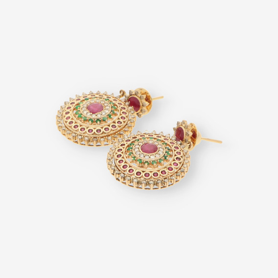 Pendientes largos rubi y brillantes