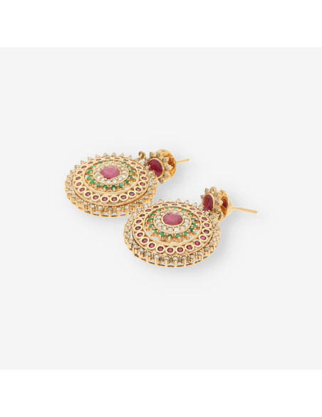 Pendientes largos rubi y brillantes
