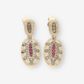 Pendientes rubÃ­, brillantes matiz negro