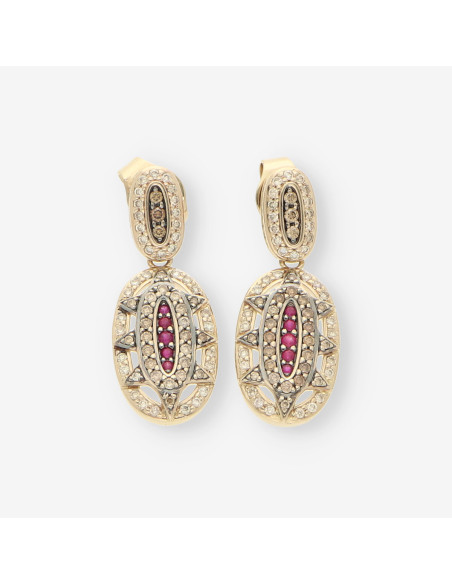 Pendientes rubÃ­, brillantes matiz negro
