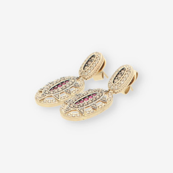 Pendientes rubÃ­, brillantes matiz negro 2