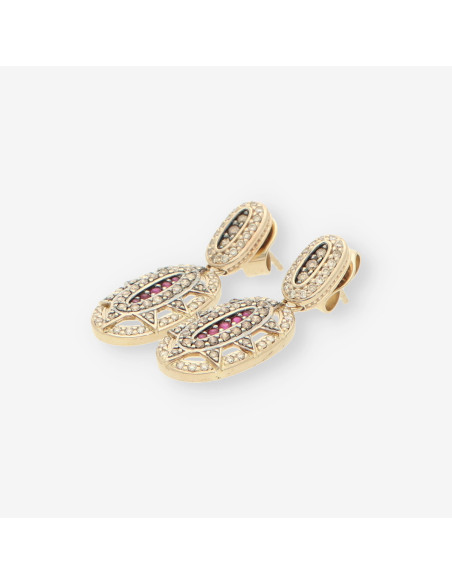 Pendientes rubÃ­, brillantes matiz negro