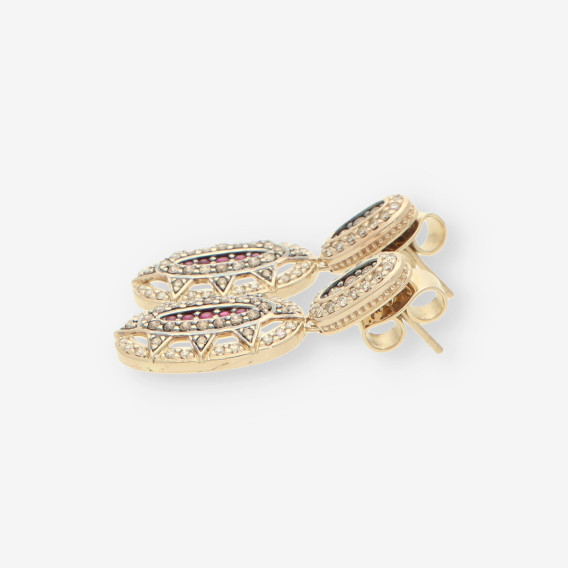 Pendientes rubÃ­, brillantes matiz negro