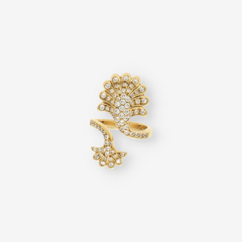 Anillo oro tipo lanzadera circonitas