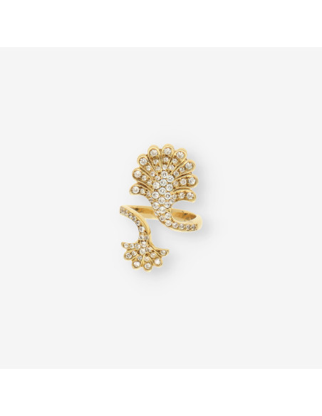 Anillo oro tipo lanzadera circonitas