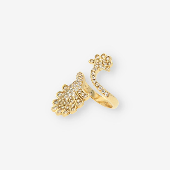 Anillo oro tipo lanzadera circonitas