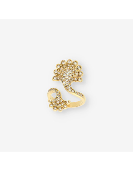 Anillo oro tipo lanzadera circonitas