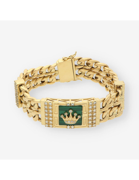 Pulsera oro y circonitas simbolo Rolex 