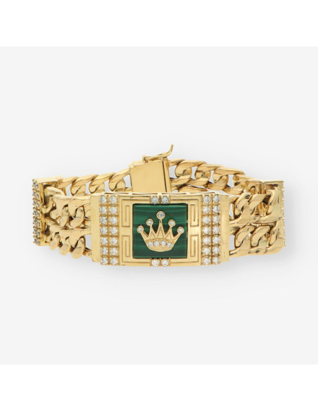 Pulsera oro y circonitas simbolo Rolex 
