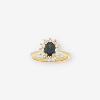 Anillo oro zafiros y brillantes