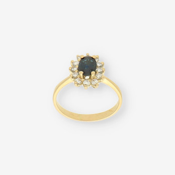 Anillo oro zafiros y brillantes 2
