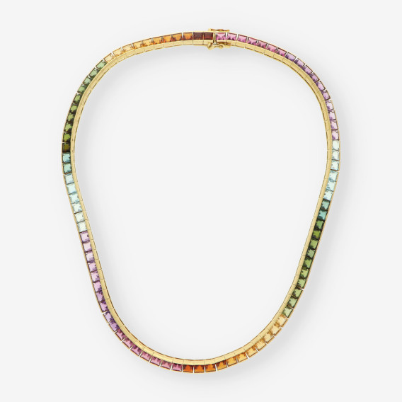 Gargantilla oro y piedras de colores