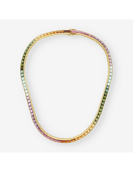 Gargantilla oro y piedras de colores