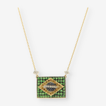 Gargantilla Escudo Brasil oro y bri