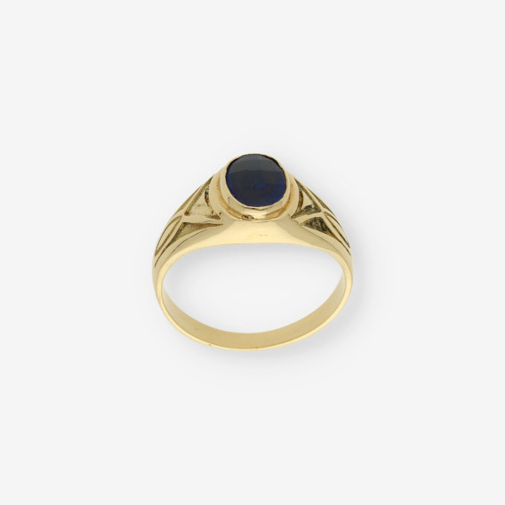 Anillo sello oro piedra azul