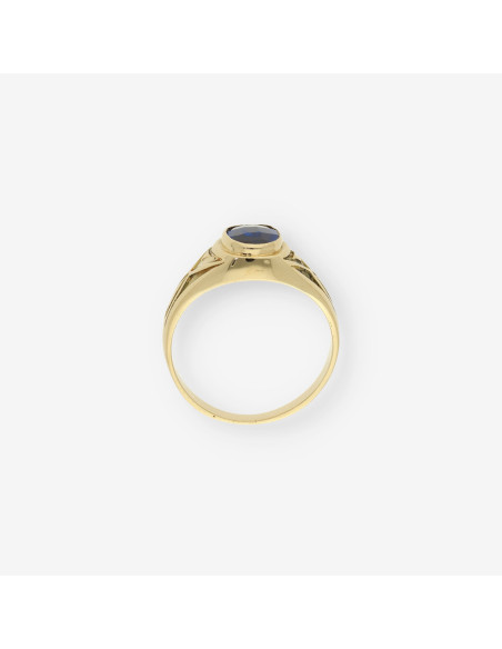 Anillo sello oro piedra azul
