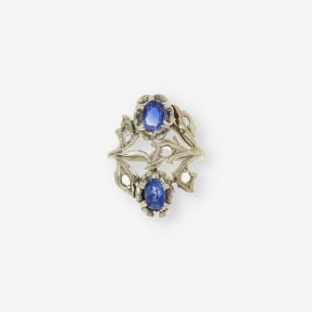 Anillo Diamante oro y piedra azul