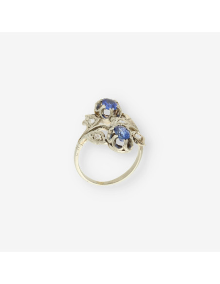 Anillo Diamante oro y piedra azul