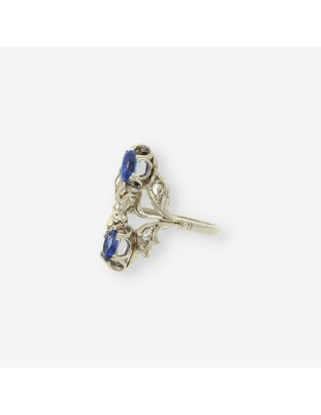 Anillo Diamante oro y piedra azul