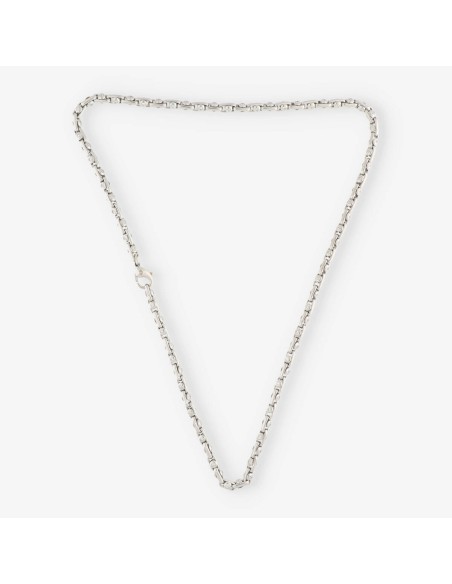 Cadena forzada en oro blanco 18kt y brillantes 63.5cm
