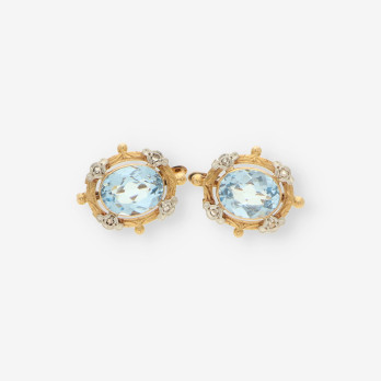 Pendientes Vintage oro p.azul y diamante