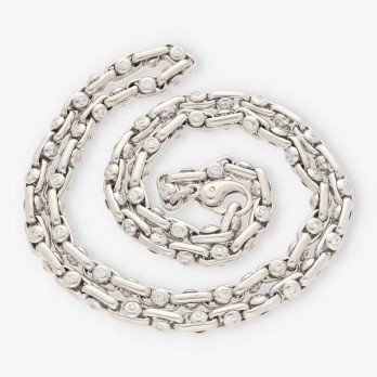 Cadena forzada en oro blanco 18kt y brillantes 63.5cm 2